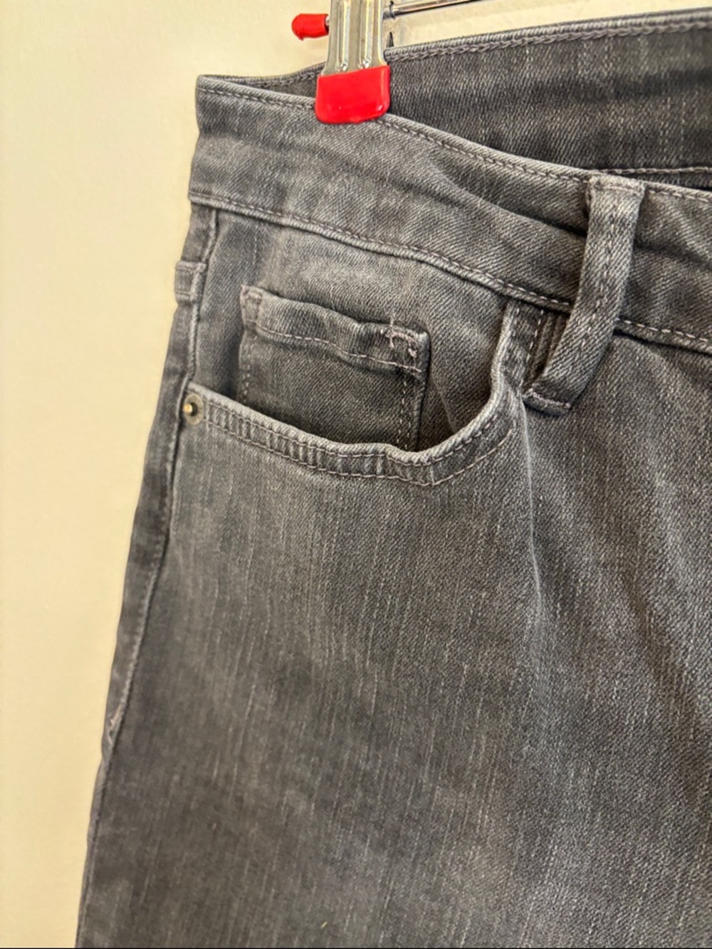 Free People High Rise Straight Raw Hem Jeans Charcoal Grey / Washed Black Sz 29 - Picture 6 of 12